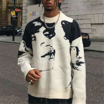 Custom Men's High Street Sweater| Oversized Men's Sweater For Hip Pop| Custom Rib Collar Pullover Sweater