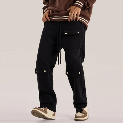 Hot Sales 2022 Autumn And Winter New American Style Used Brushed Multi Bag Overalls| Custom Loose Heavy Weight Pants