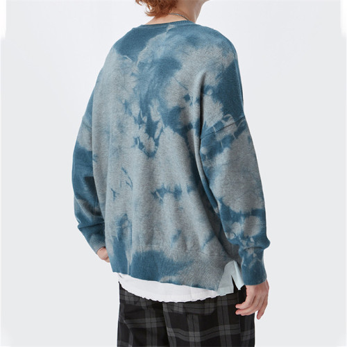 Custom Fashion Street Sweaters| Men's Oversized Tie Dye Swearters| Custom Open Fork Hem Sweaters