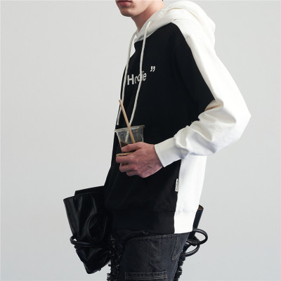 Custom Men's Black And White Color Matching Sweater Hoodies| Wholesale Men's Autumn And Winter New Trend Loose Hoodies| Custom 100% Polyester Oversized Hoodies