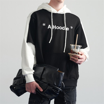 Custom Men's Black And White Color Matching Sweater Hoodies| Wholesale Men's Autumn And Winter New Trend Loose Hoodies| Custom 100% Polyester Oversized Hoodies