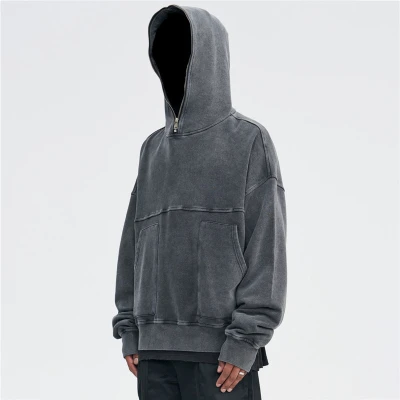 Custom High Street American Vintage Heavy Industry| High Quality Washing Retro World Fashion Loose Hooded Hoodies