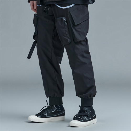 Custom Men's Multi-pocket Cargo Pants| Custom Functioal Style Webbing Cargo Pants| Wholesale High Street Cargo Pants