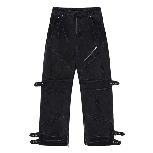 Custom High Street Women's Cargo Pants|New Design Acid Wash Vintage Jeans|Custom Loose Straight Trousers For Women