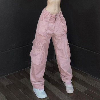 Hot Sale Street Spice Girl Cargo Pants|Solid Color Straight Pants|Corduroy Low-waisted|Multi-pocket INS Overalls Women