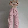 Gran oferta pantalones Cargo Street Spice Girl|Pantalones rectos de Color sólido|Pana de cintura baja|Mono INS multibolsillos para mujer