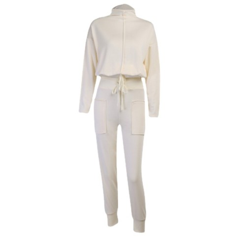 Heißer Verkauf Blanko-Trainingsanzug für Damen | Crop-Hoodie und Hose mit elastischem Bund Sweatsuit | Lässiges zweiteiliges Set mit Stehkragen