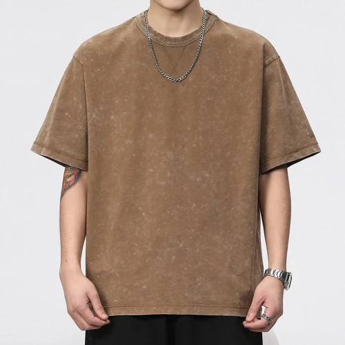 Fast Delivery Men's Vintage T-shirts|100% Cotton Acid Wash T-shirts|Hight Street Leisure T-shirts