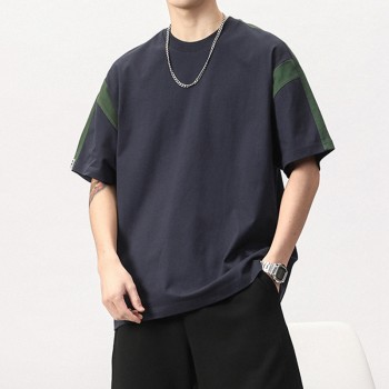 Hot Sale Men's Cuasal T-shirts|Oversized Contrast Design T-shirts|100% Cotton Short Sleeve T-shirts