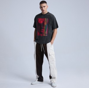New Design Men's Loose T-shirts|High Street Washing T-shirts|Fashion Short Sleeve T-shirts