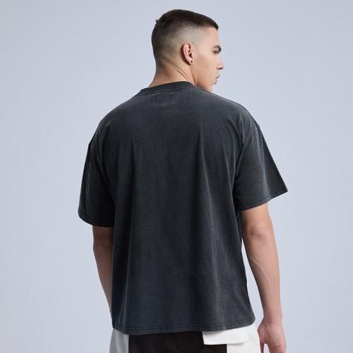 Lose T-Shirts für Herren im neuen Design | High Street Wasch-T-Shirts | Modische Kurzarm-T-Shirts