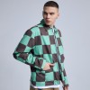 Original Casual Street Wear Jacket|Printed Checked Pattern|Contrast Color Denim Coat Men