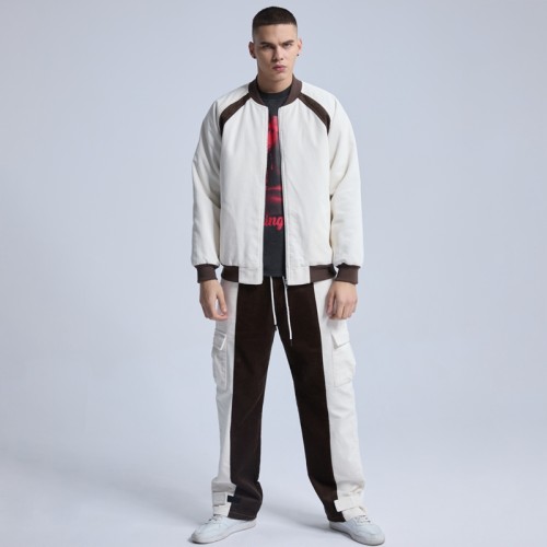 Original Casual Street Wear Coat|Corduroy Jacket With Shoulder Sleeves|Contrast Color Jacket For Men