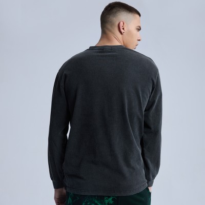 Custom Men's Acid Wash T-shirt |Long Sleeve Print T-shirt For Men |Vintage Gray Streetwear T-shirt