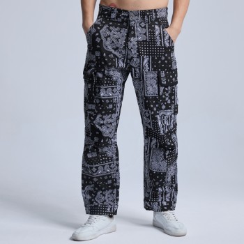 Fast Delivery Men's Multi-pocket Cargo Pants| Over Print Men Cargo Pants|Wholesale Men Overalls