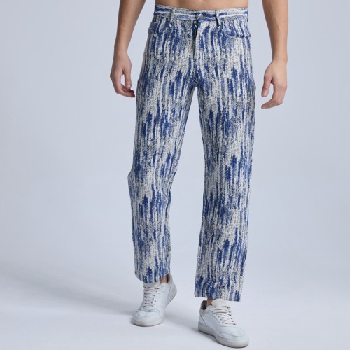 Wholesale All Over Print Men Jeans|100% Cotton Y2K Men Denim Jeans|Straight Leg Pantalon