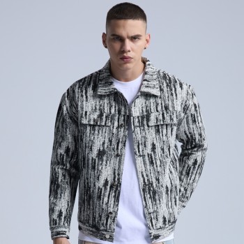 Original Casual Street Wear Coat|Stand Collar Jacket|Denim Tie-dye Coat