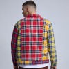 Manufacturing Plaid Checkered Jacket 100% Cotton Zip Up Colorblock For Men