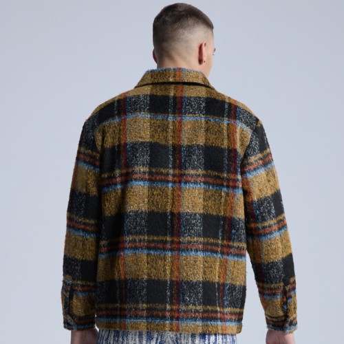 Abrigo informal original para uso urbano|Chaqueta de color especial en contraste|Abrigo ajustado tipo camisa de lana de cordero