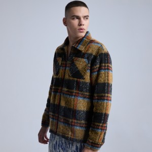 Abrigo informal original para uso urbano|Chaqueta de color especial en contraste|Abrigo ajustado tipo camisa de lana de cordero