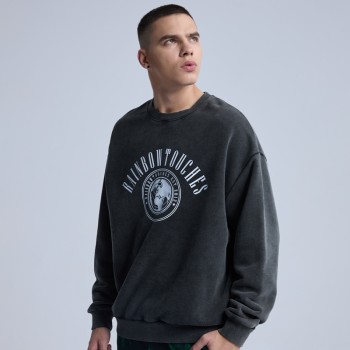 Original Acid Wash Sweatshirt Factory | Hot Selling Men's Oversized Sweatshirt| New Design Embroidery Sweatshirt