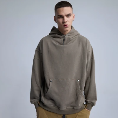 Men's Half Zip Hoodies | No Drawstring | Heavy Cotton | New Design Loose Fit Hoodies