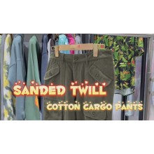 Sanded twill cotton cargo pants