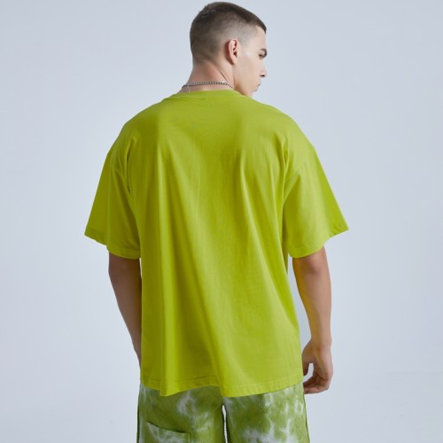 New Design Men's Loose T-shirts|Original Offset Printing T-shirts|Custom Fluorescent Green T-shirts
