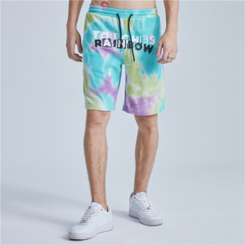 Custom Logo Tie Dyed Men's Shorts|100% Cotton Puff Print Shorts|Summer Sports Shorts