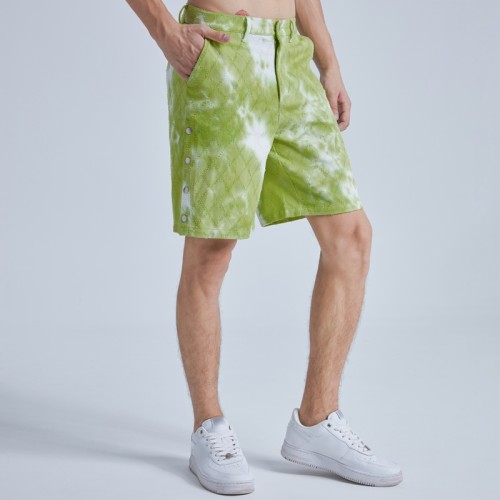 Tie Dyed Men's Denim Shorts|Diamond Split Men's Shorts |2023 Summer Cotton Shorts