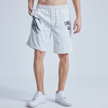 Custom Graphic Men's Shorts| 100% Cotton Men Casual Shorts |Skeleton Claw Screen Print Men Short