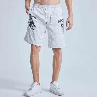 Custom Graphic Men's Shorts| 100% Cotton Men Casual Shorts |Skeleton Claw Screen Print Men Short