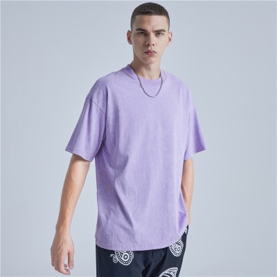 Custom Snow Acid Wash T shirt Men Blank Purple Vintage Washed 220 GSM Cotton Shirt