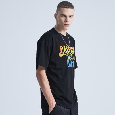 Heavy Weight Men's T-shirts Factory| Summer Multi-colored Letters T-shirts|Custom Puff Printing T-shirts