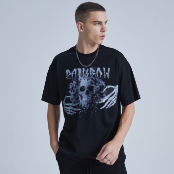 Custom Men's T-shirts Factory|Fashion Skull Pattern T-shirts|New Design Screen Printing T-shirts