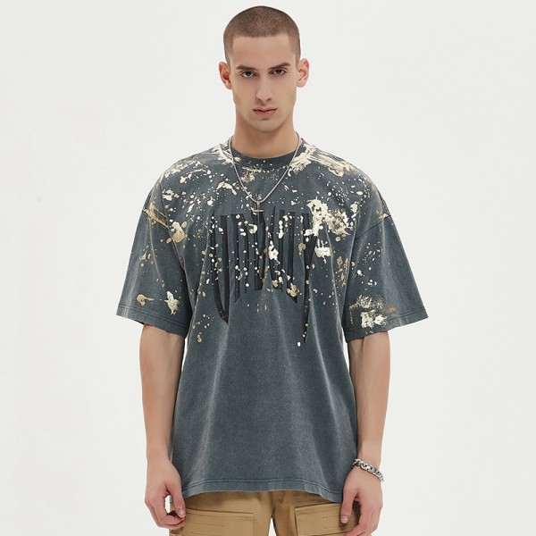 Acid Wash T shirt | Heavy Cotton | Rubber Printing | And Foil Gold Painting | Custom Tee Shirt For Men