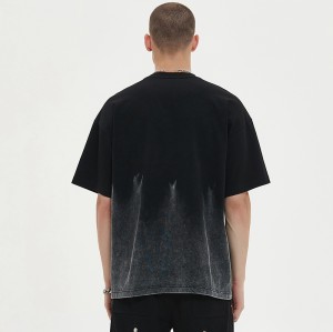 Sun Faded T shirt | Vintage Wash | Oversize Fit | Imitation Crocodile Leather Applique | Custom Streetwear Manufacturer