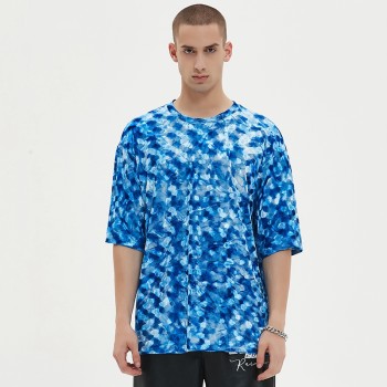 Mens Velvet T shirt | Bright Blue | Oversized Blank | Streetwear Clothing Manufacturers