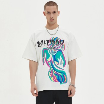Oversized Graphic Tees | Drop Shoulder | Crewneck| Rainbow Color | Streetwear Clothing Manufacturers