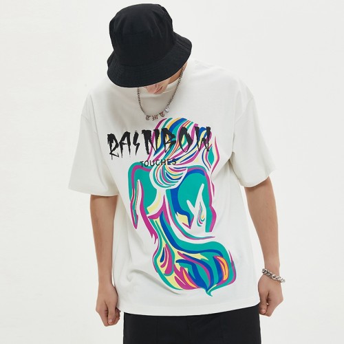 Oversized Graphic Tees | Drop Shoulder | Crewneck| Rainbow Color | Streetwear Clothing Manufacturers