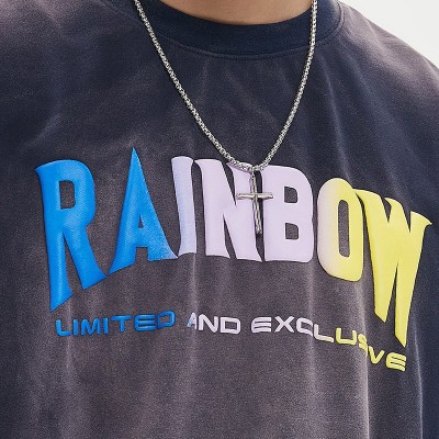 3D Puff Print T shirt | Sun Dried Faded | Vintage | Custom Logo | Streetwear Clothing Manufacturers