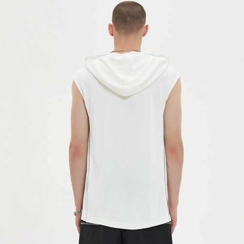 Recycled Cotton Sleeveless Hoodie | Muscle Fit | Silicone Rubber Print | Men | Eco Friendly | Sportswear