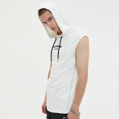 Recycled Cotton Sleeveless Hoodie | Muscle Fit | Silicone Rubber Print | Men | Eco Friendly | Sportswear