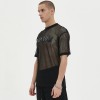 Mesh T shirt Men | Oversized | Leather Applique Embroidered | Lightweight | Sports Leisure Wear