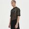 Mesh T shirt Men | Oversized | Leather Applique Embroidered | Lightweight | Sports Leisure Wear