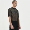 Mesh T shirt Men | Oversized | Leather Applique Embroidered | Lightweight | Sports Leisure Wear