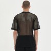 Mesh T shirt Men | Oversized | Leather Applique Embroidered | Lightweight | Sports Leisure Wear