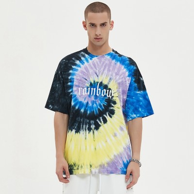 Tie Dye Rainbow T-shirt | 230 GSM | Cotton | Silicone Rubber Print Logo | Oversized | For Men