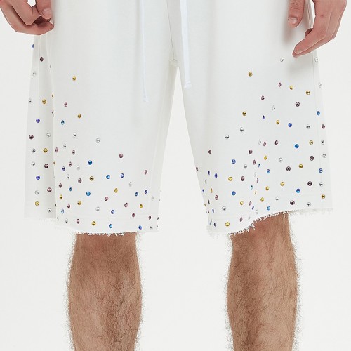 Sweat Shorts Men | Rhinestone | Drawstring | French Terry | For Men | Streetwear Clothing Manufacturer