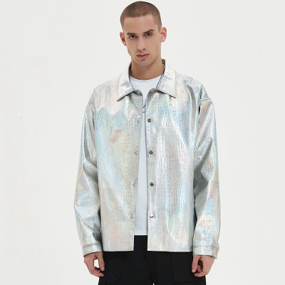 PU Leather Jacket Men | Metallic | Colorful | Reflective | Alligator Texture | Streetwear Manufacturer